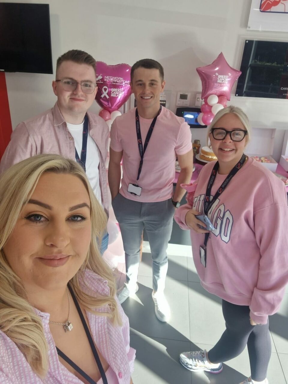 ashling and staff selfie pink day